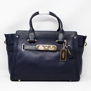 COACH Swagger Carryall 27 in Pebble Leather, Navy